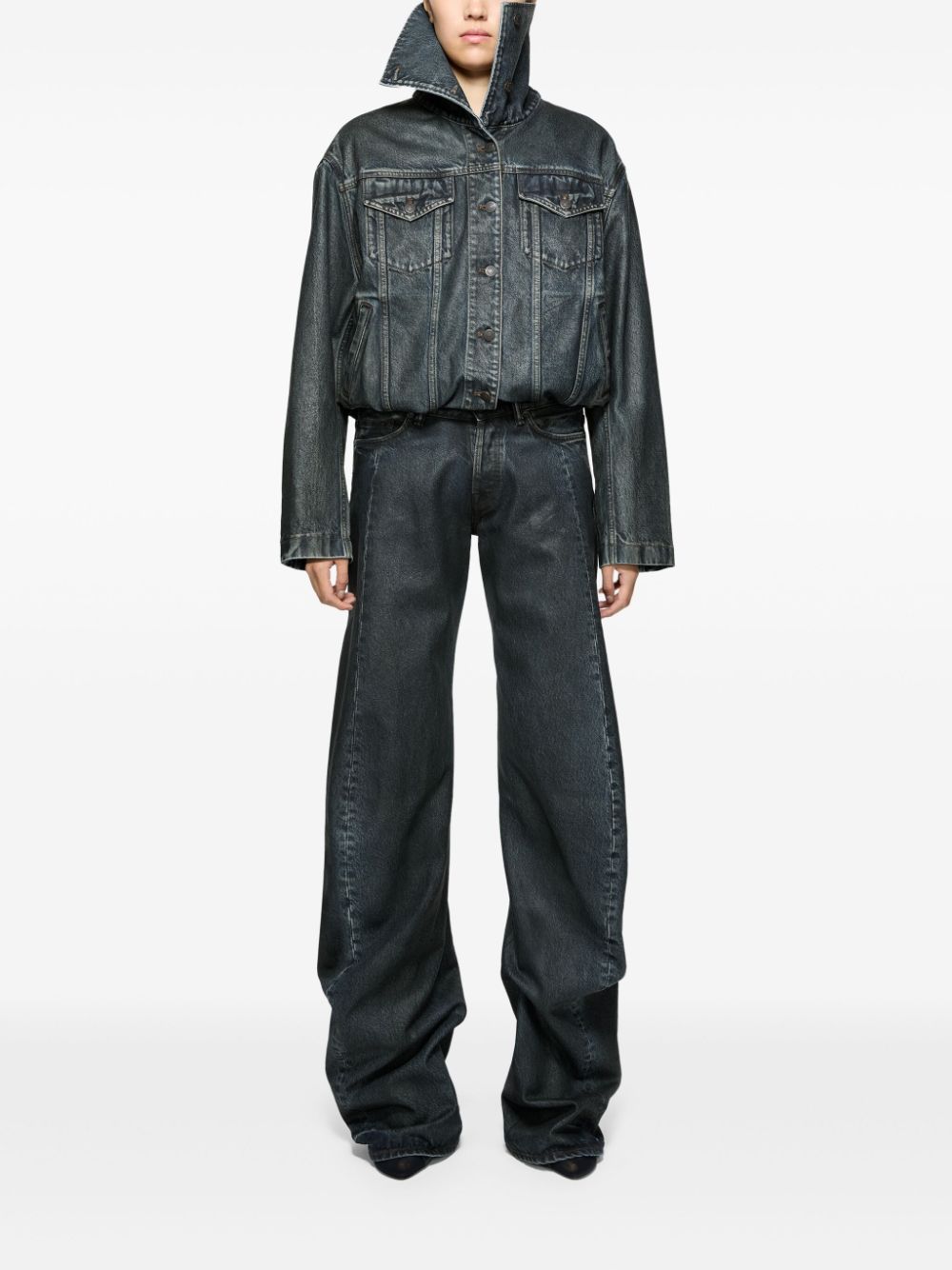 Acne Studios Cropped denim jack - Zwart