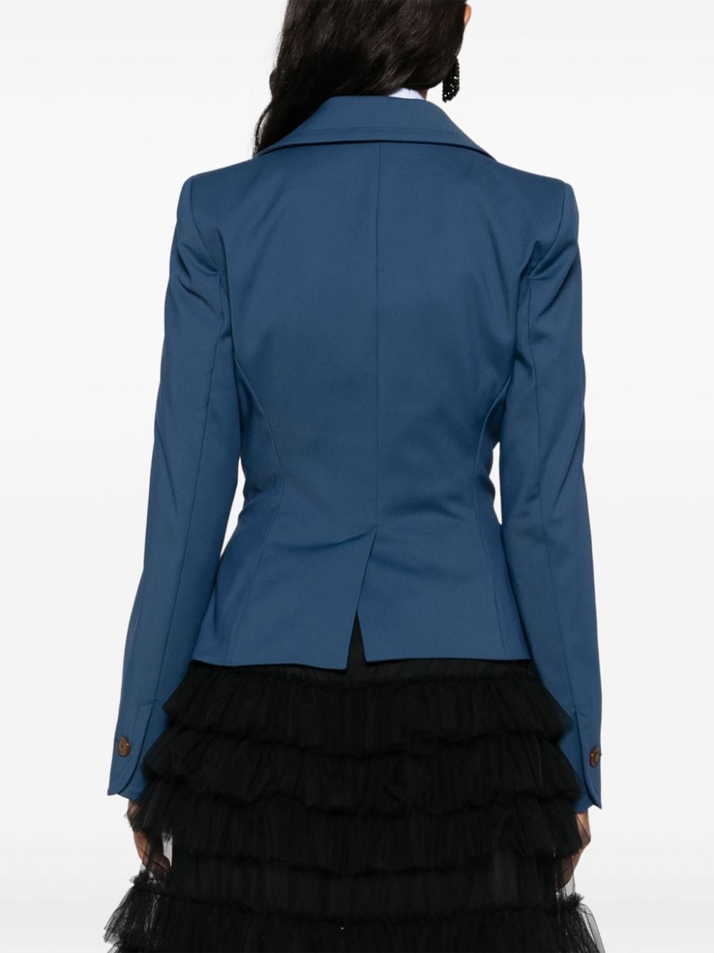 Shop Vivienne Westwood Gathered Asymmetric Blazer In Blue