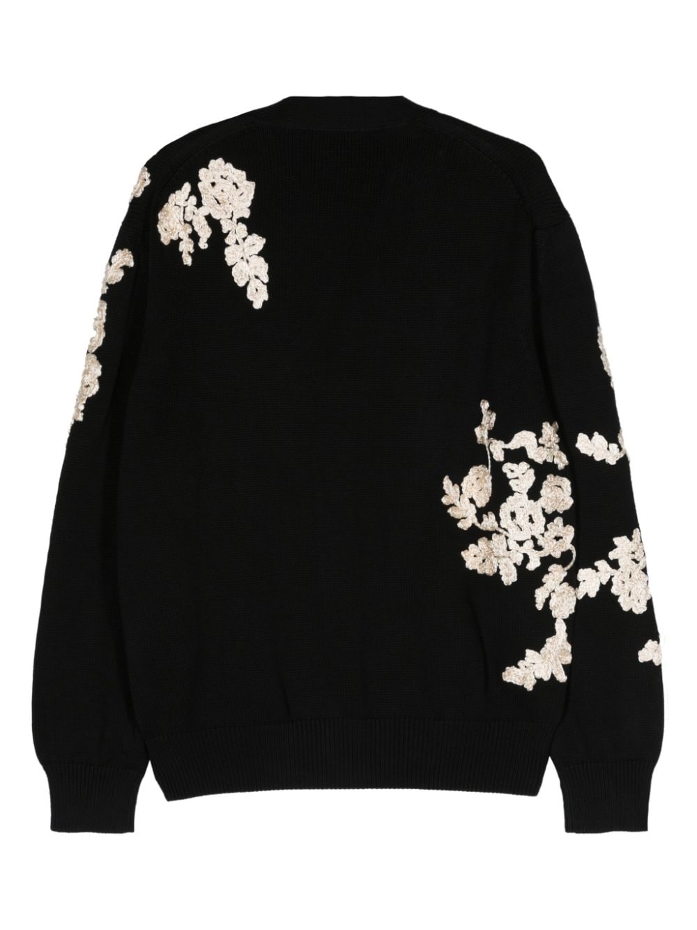 Alexander McQueen floral-embroidered cotton cardigan - Zwart