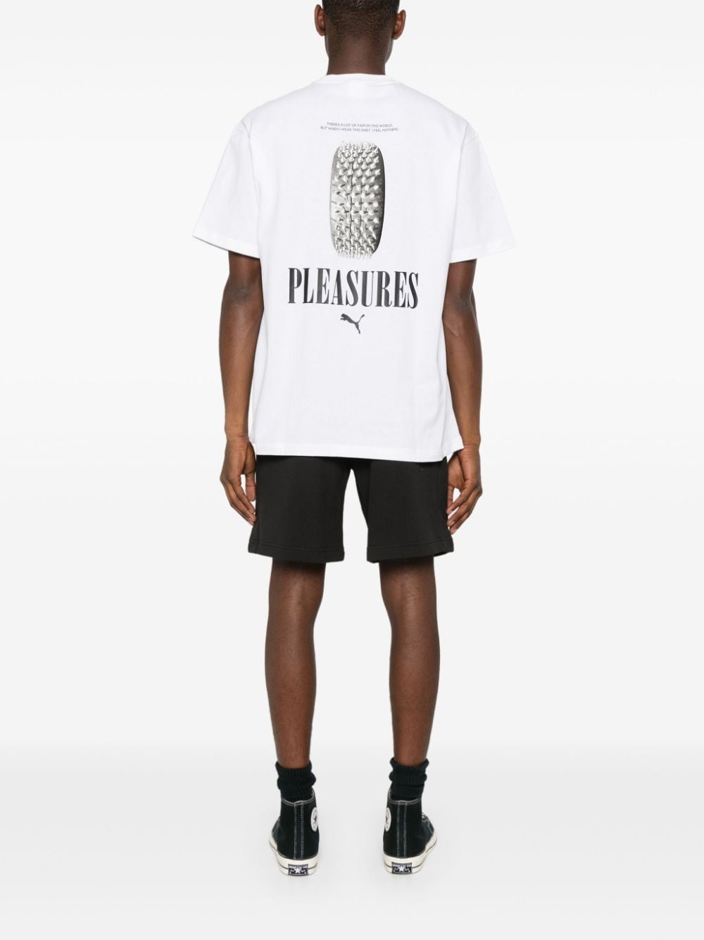 Shop Puma X Pleasures Embroidered-logo T-shirt In White