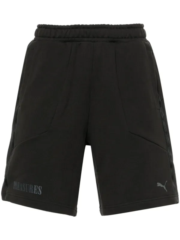 PUMA x PLEASURES logo print Track Shorts Black FARFETCH AU