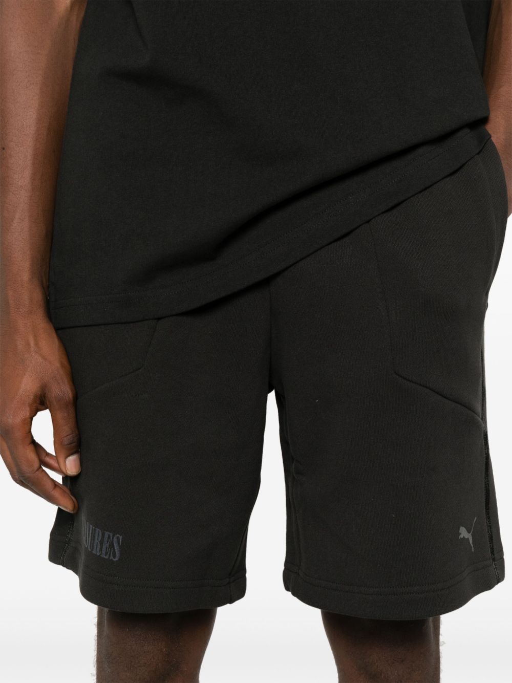 Shop Puma X Pleasures Logo-print Track Shorts In Black