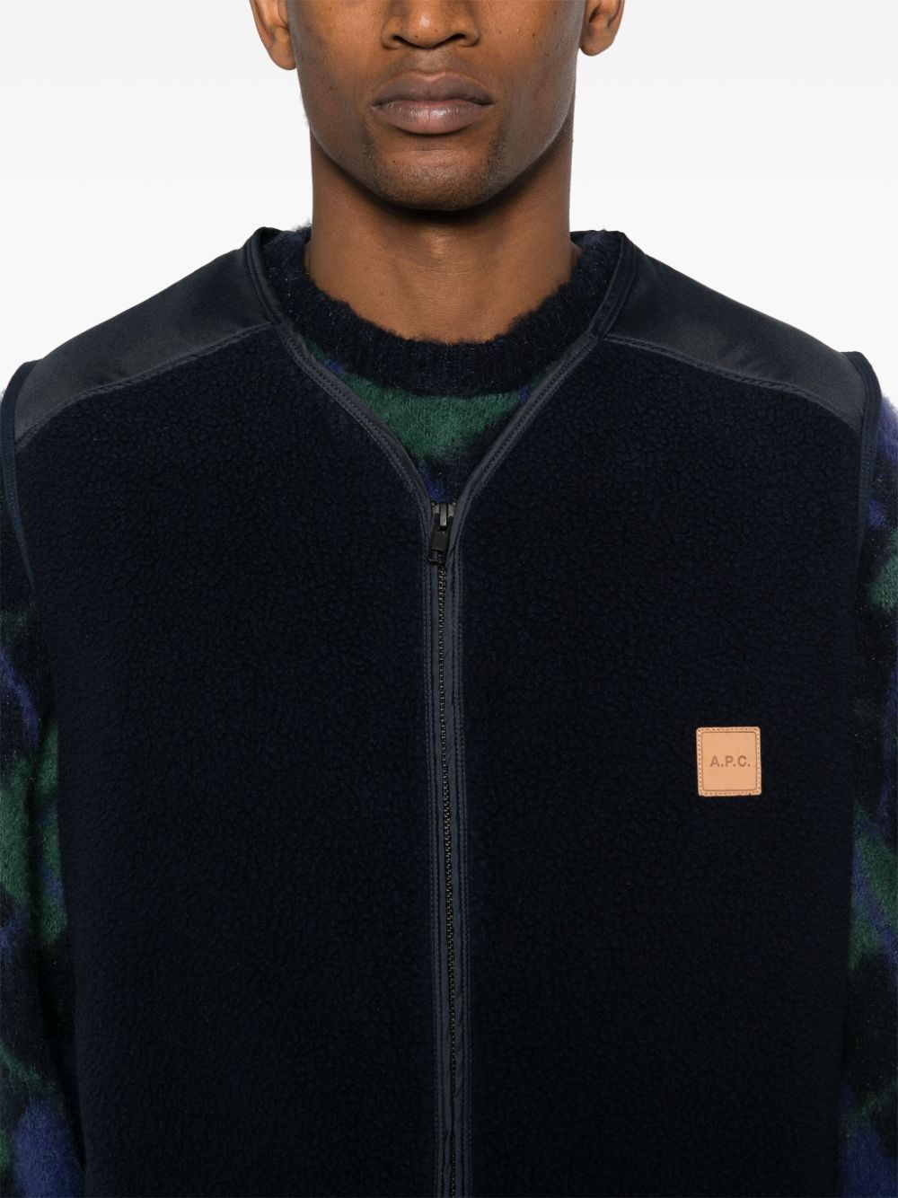 A.P.C. logo-patch fleece vest Men