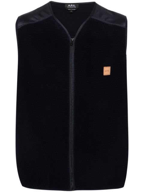 A.P.C. logo-patch fleece vest Men