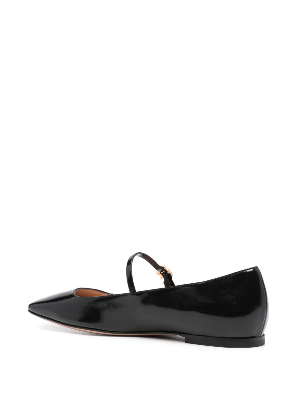 Shop Gianvito Rossi Buckle-fastening Leather Ballerina Shoes In Black
