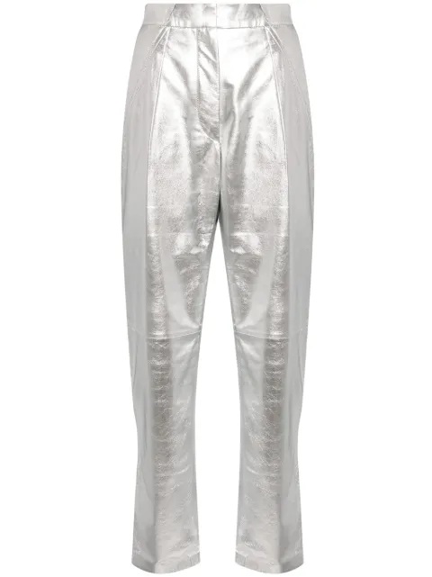 IRO metallic leather tapered trousers