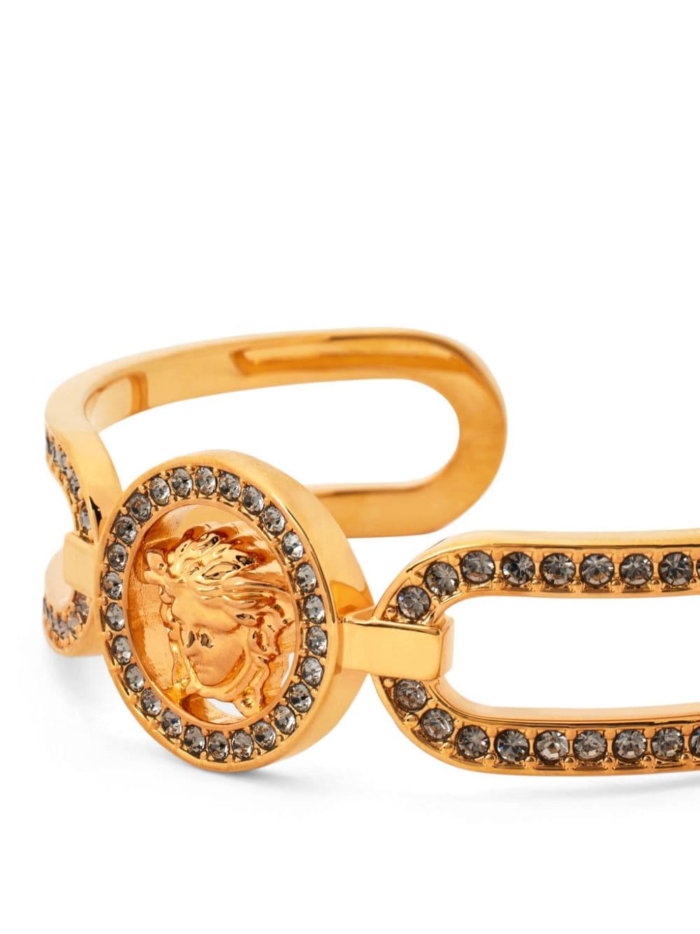 Shop Versace Crystal Medusa 95' Cuff Bracelet In 金色