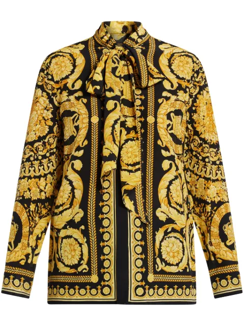 Versace Barocco-print silk blouse