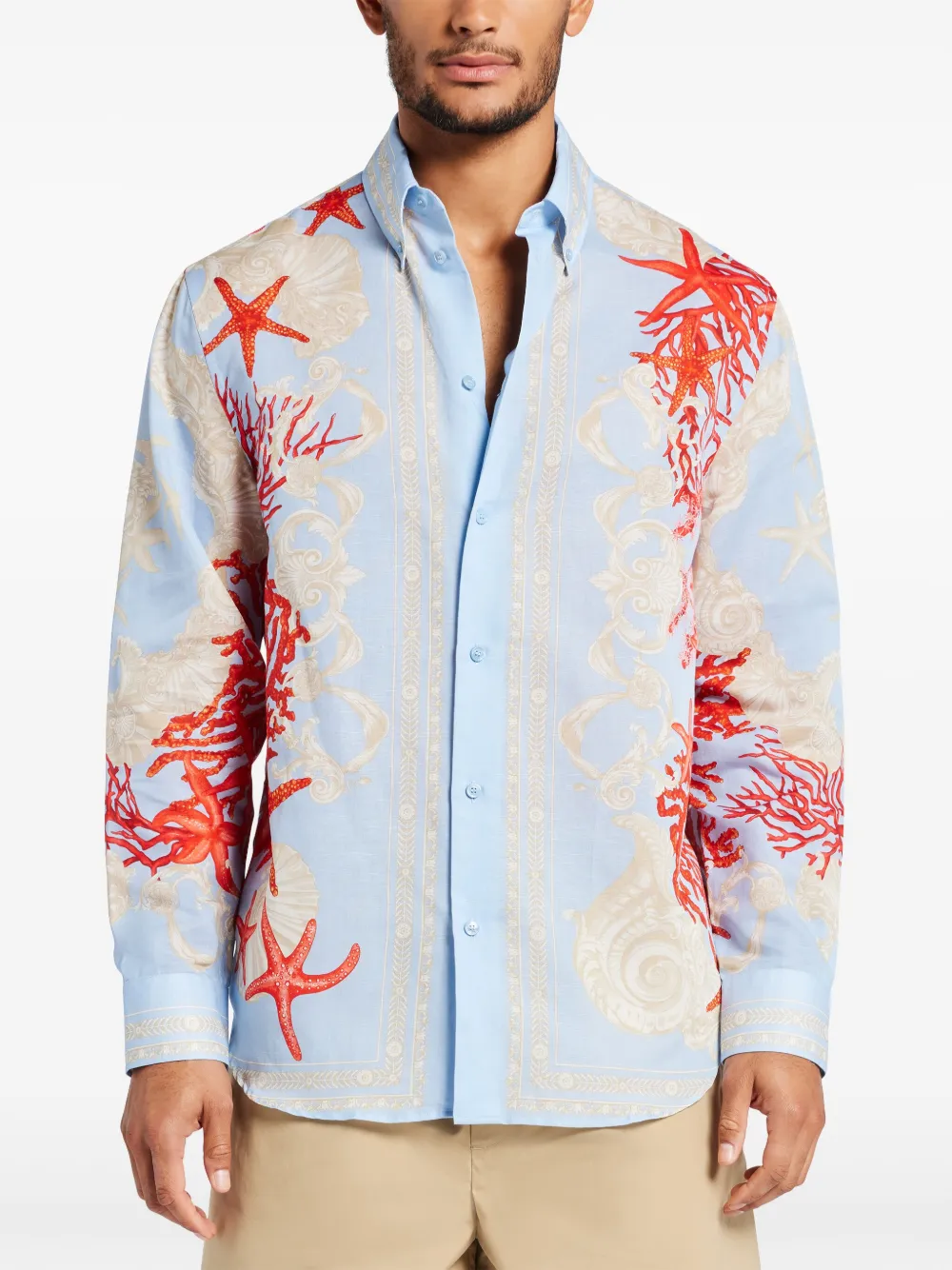 Cheap Versace Barocco Sea long-sleeve shirt Men