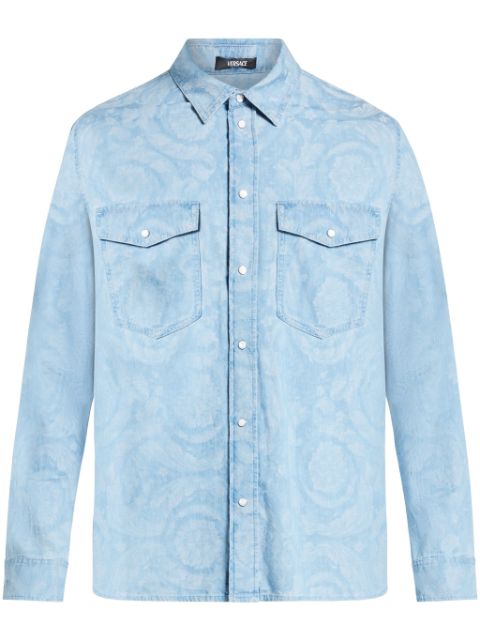 Versace Barocco-print denim shirt Men