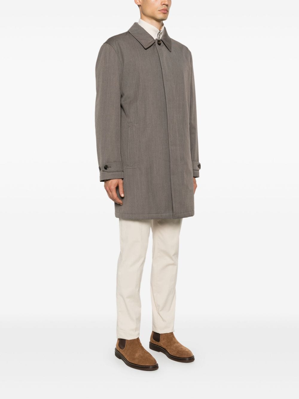 Shop Brioni Single-breasted Wool Coat In Brown