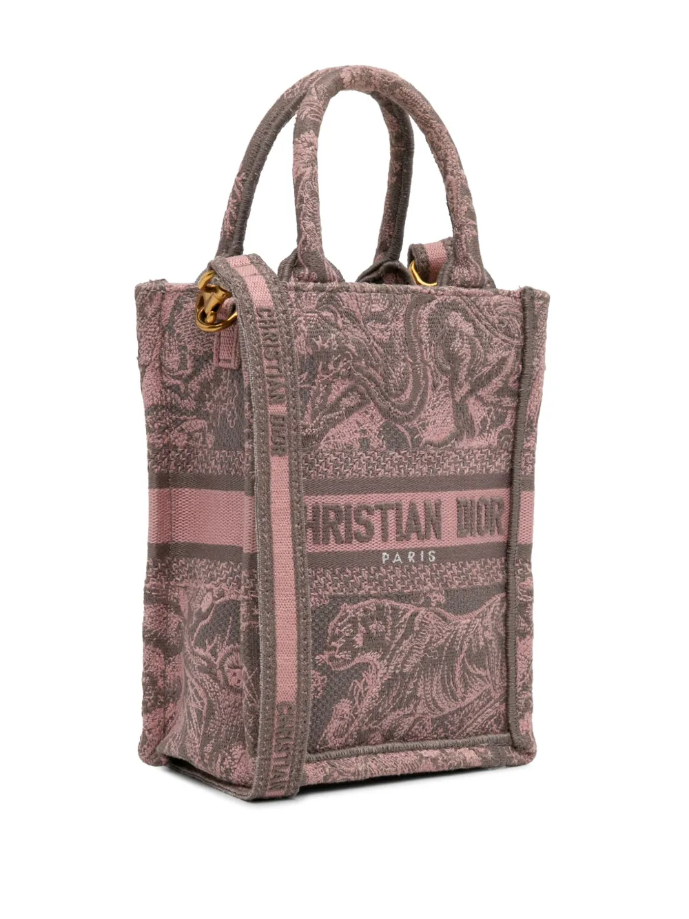 Pre-owned Dior 2023 Mini Toile De Jouy Vertical Book Tote Satchel In Pink