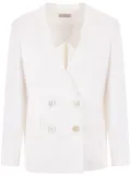 Alberto Biani double-breasted collarless blazer - White