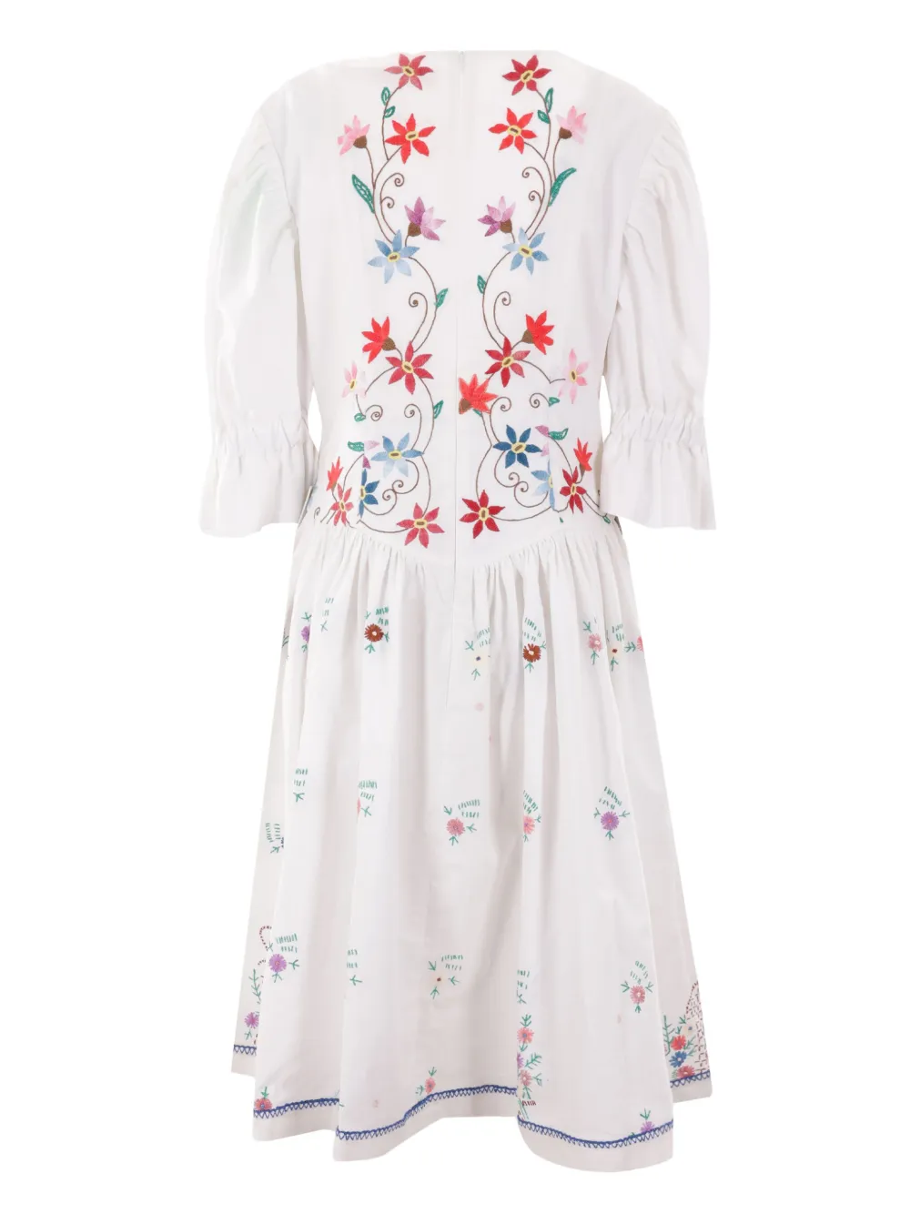 Chopova Lowena Jurk met geborduurde bloemen - Wit