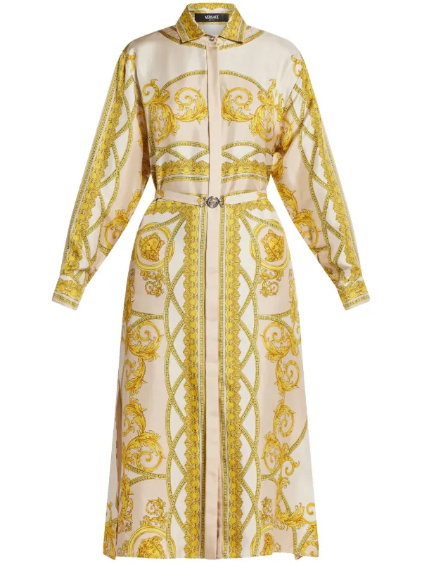 Versace La Coupe Des Dieux Silk Shirt Dress Neutrals FARFETCH UK