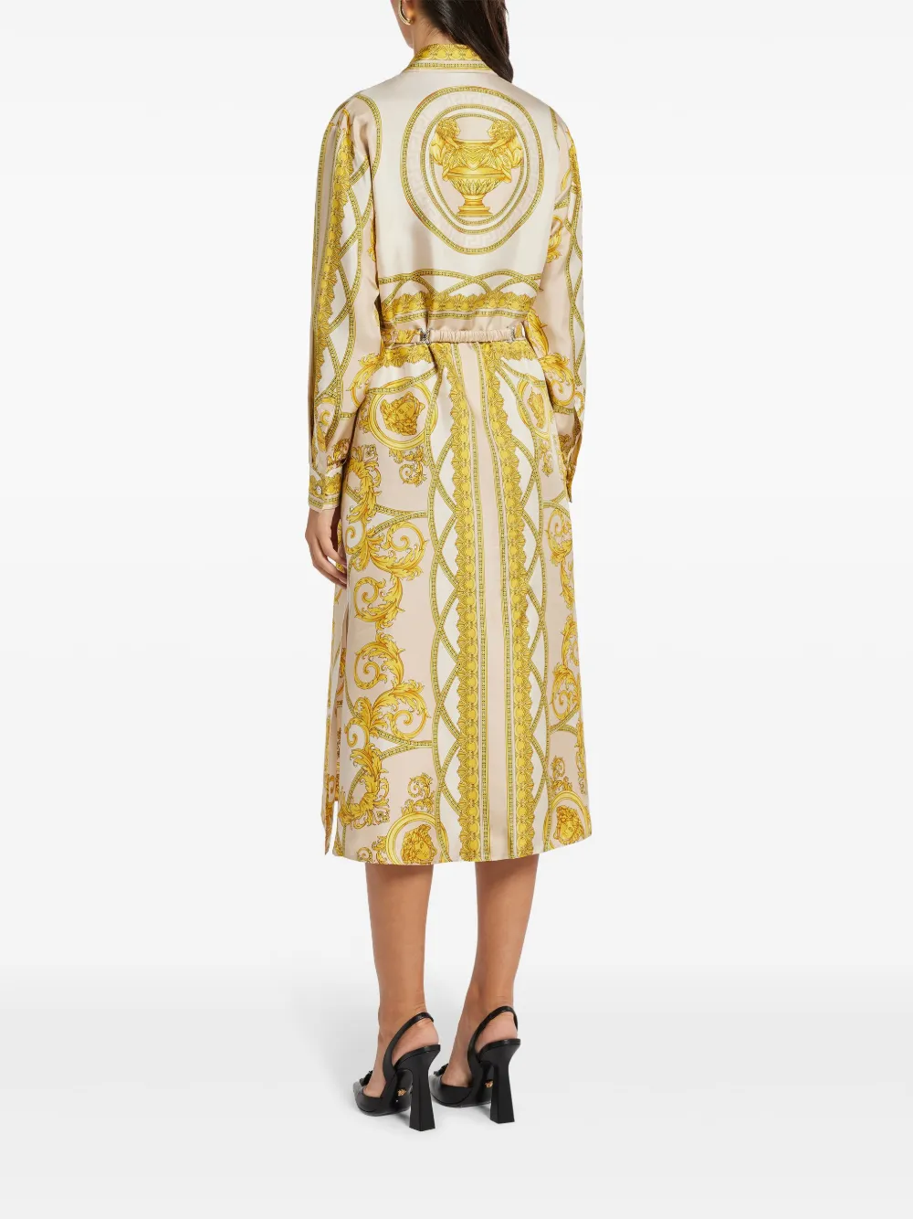 Versace La Coupe des Dieux zijden blousejurk Beige