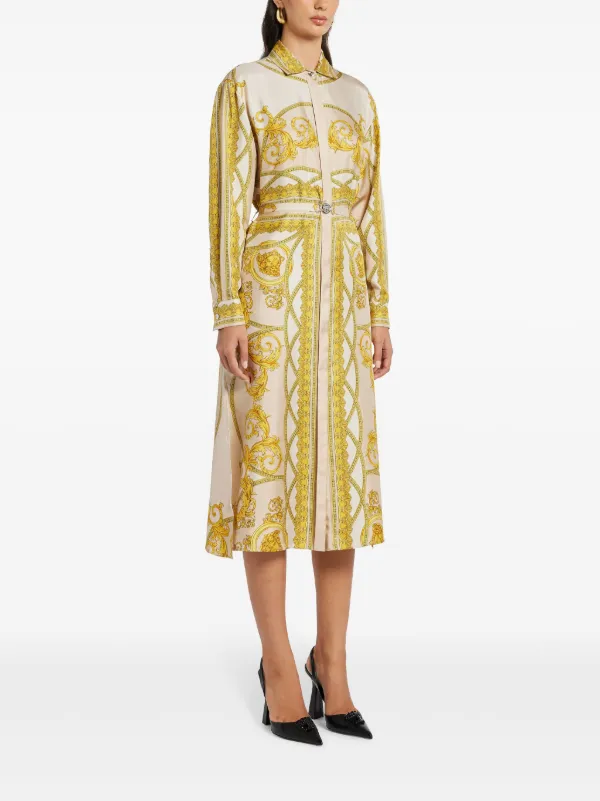 Versace La Coupe Des Dieux Silk Shirt Dress | Neutrals