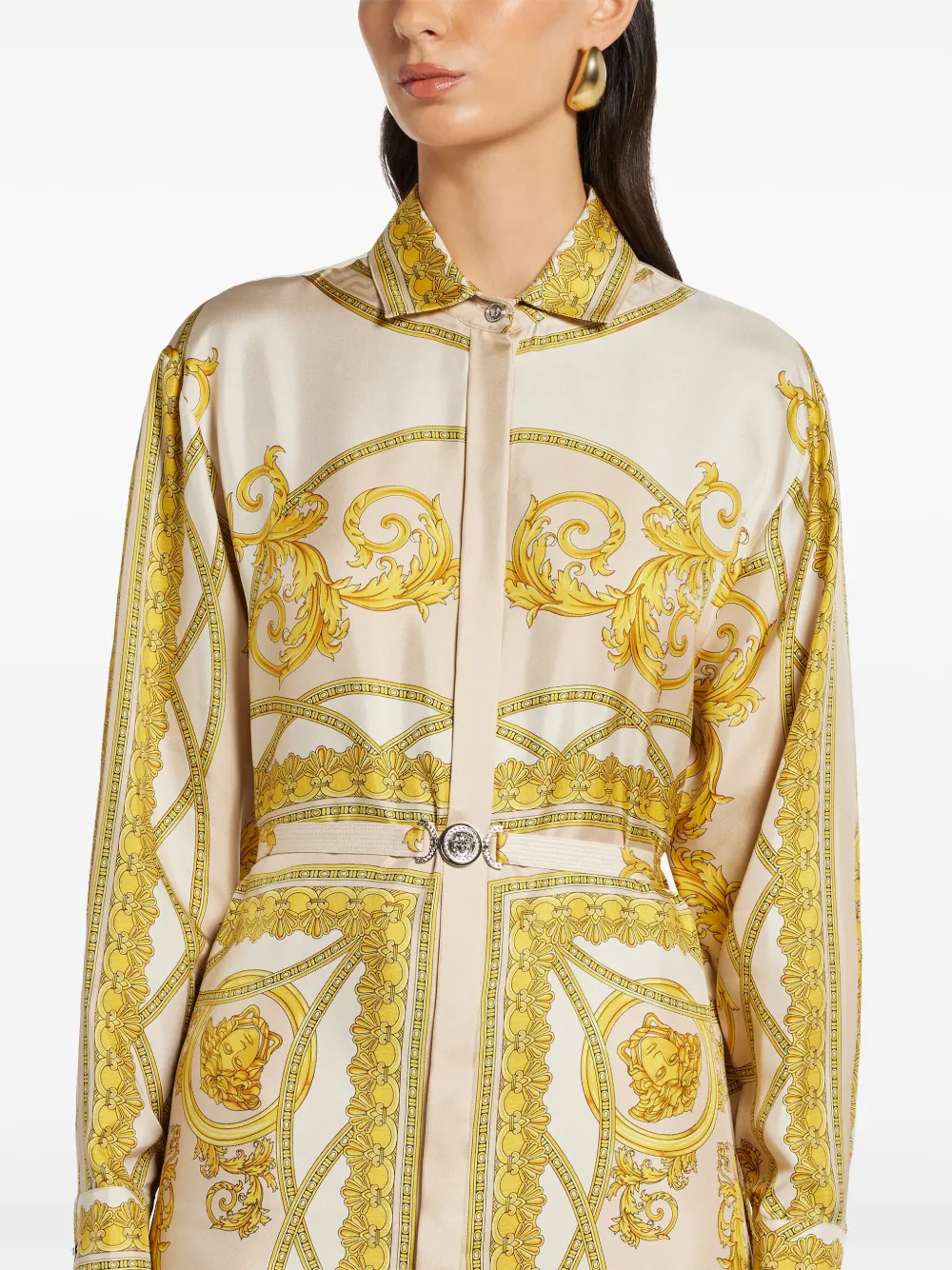 Versace La Coupe des Dieux zijden blousejurk Beige