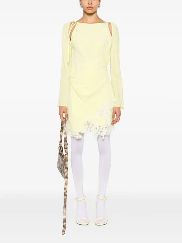 Acne Studios floral-lace Detail Mini Dress | Yellow