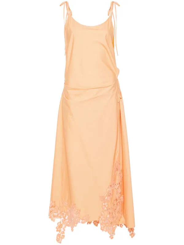 Acne Studios floral-lace Detail Poplin Midi Dress | Orange | FARFETCH OM