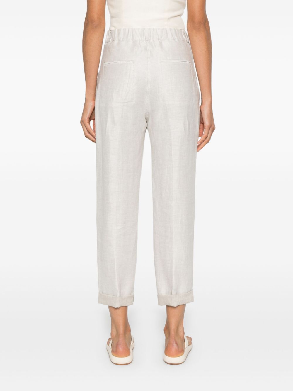 Shop Peserico Cropped Tailored Trousers In Neutrals