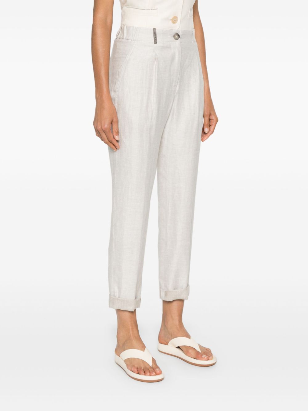 Shop Peserico Cropped Tailored Trousers In Neutrals