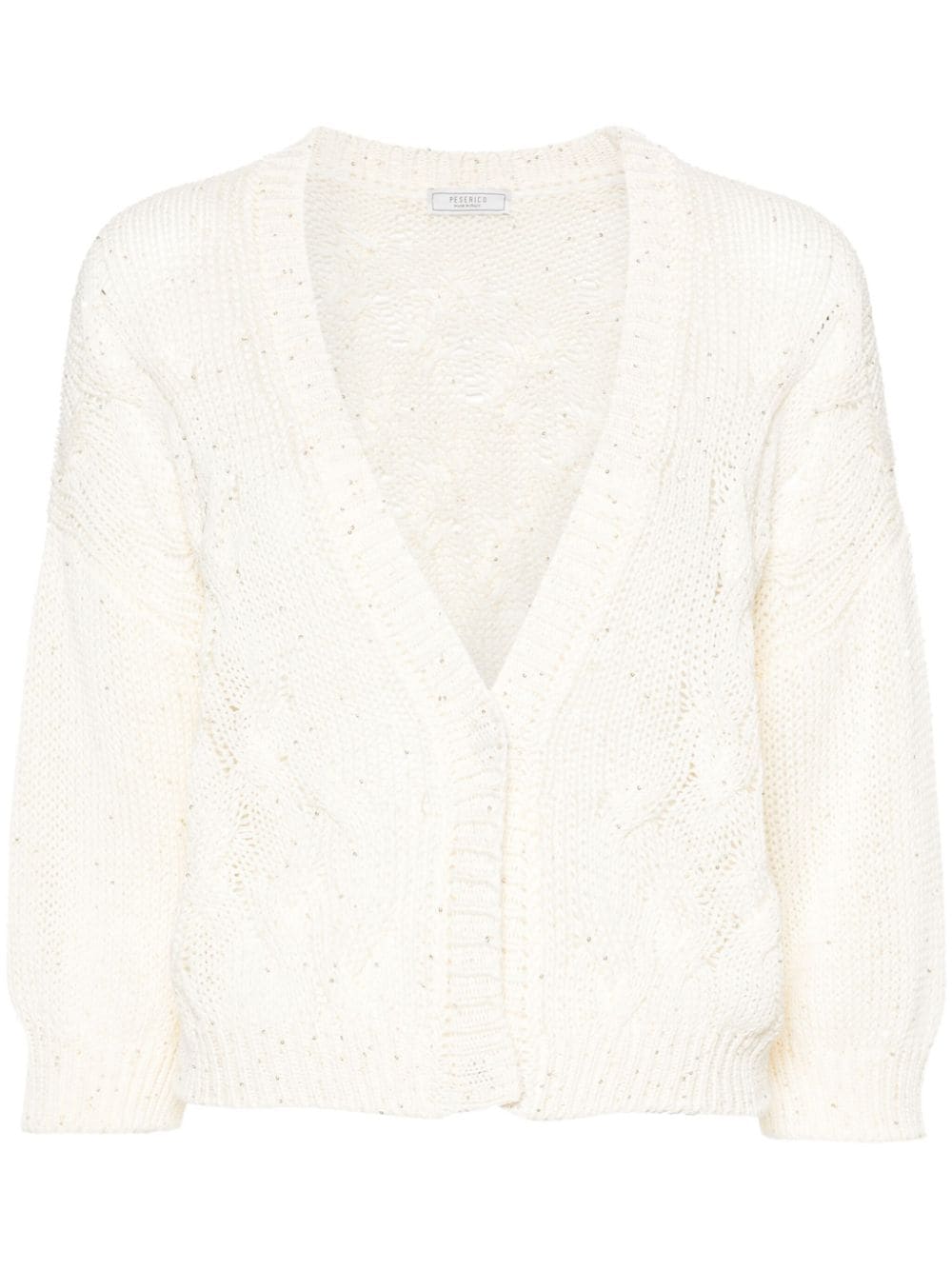 Peserico Sequin-embellished Cardigan In Neutrals