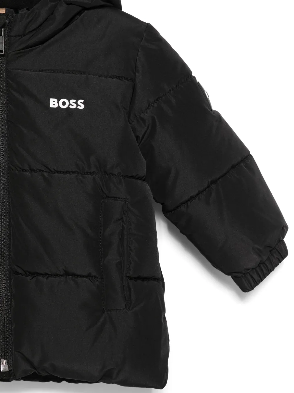 BOSS Kidswear Donsjack met logoprint Zwart
