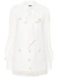 Balmain feather-trim tweed mini dress - White