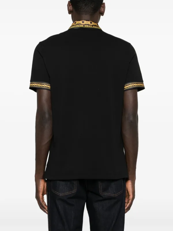 Versace Jeans Couture contrasting-trim Piqué Polo Shirt Black