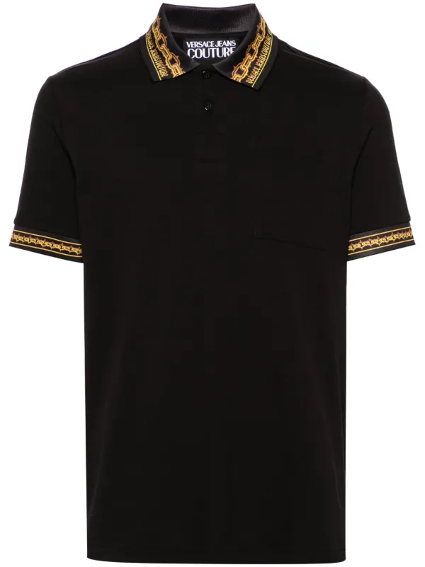 Versace Jeans Couture contrasting-trim Piqué Polo Shirt Black