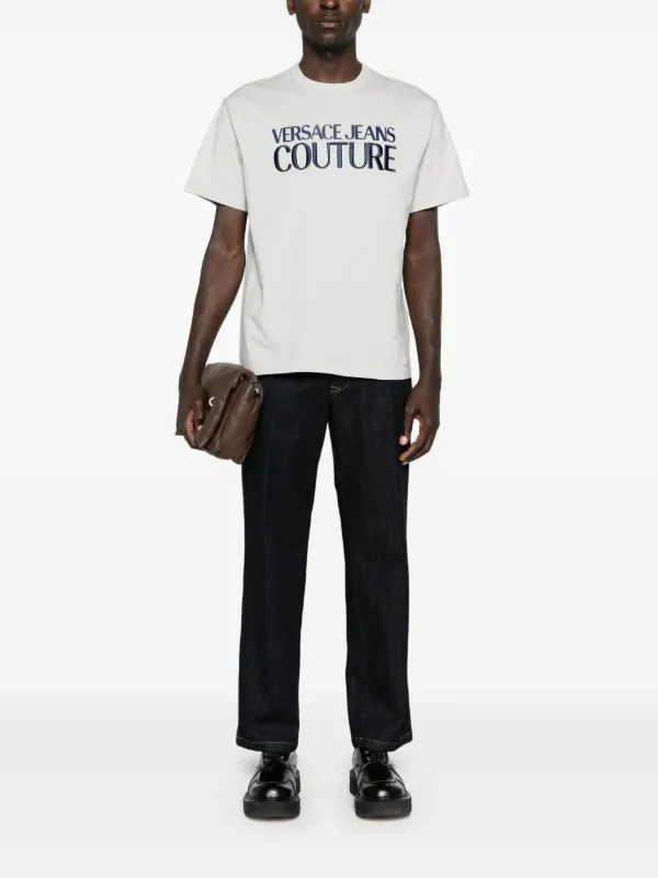 Versace Jeans Couture logo-embroidered Cotton T-shirt | Grey