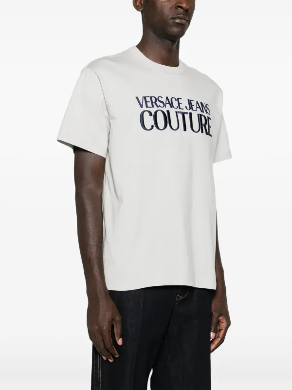 Tシャツ・カットソー VERSACE JEANS COUTURE Men T-shirt Grey 77GAHL03CJ01L 816 Versace Jeans Couture logo-embroidered Cotton T-shirt | Grey