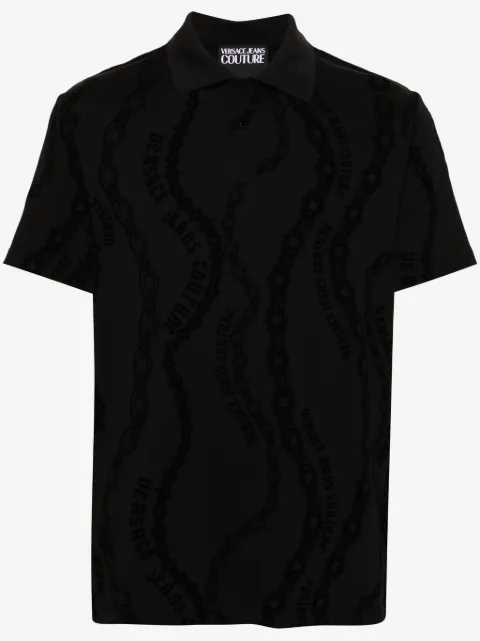 Versace Jeans Couture flocked-print jersey polo shirt