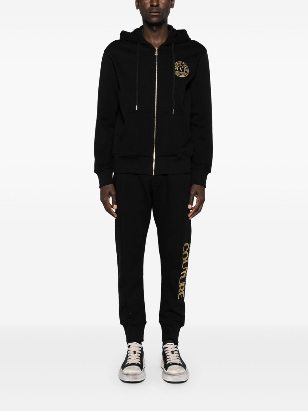 Versace Jeans Couture Hoodie met geborduurd logo - Zwart