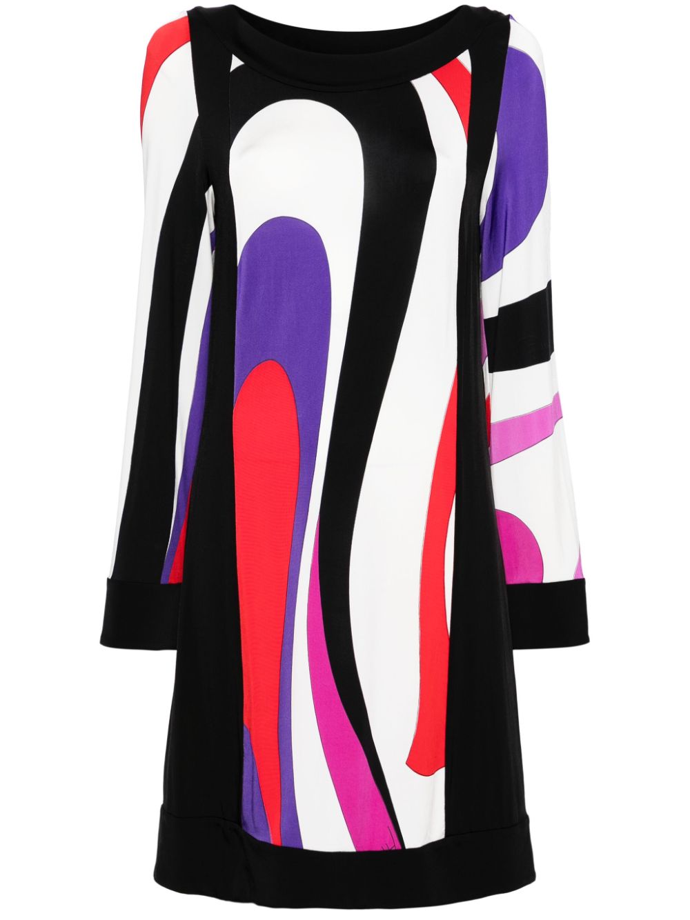 Pucci Marmo-print Long-sleeve Dress In Black