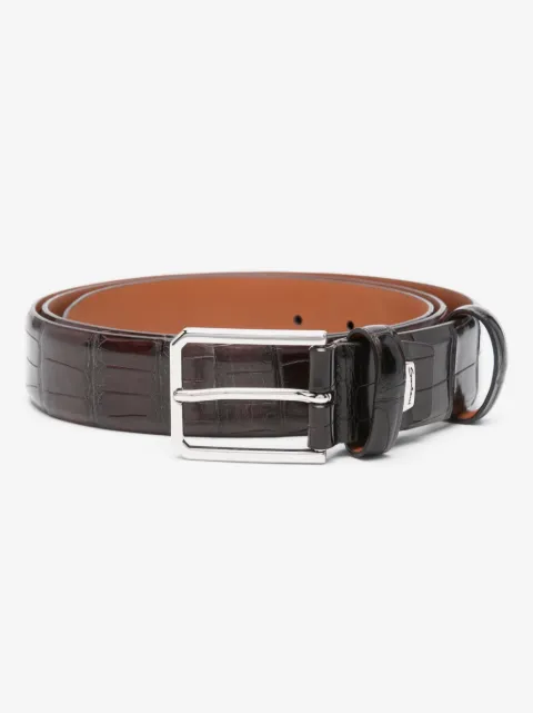 Santoni embossed leather belt