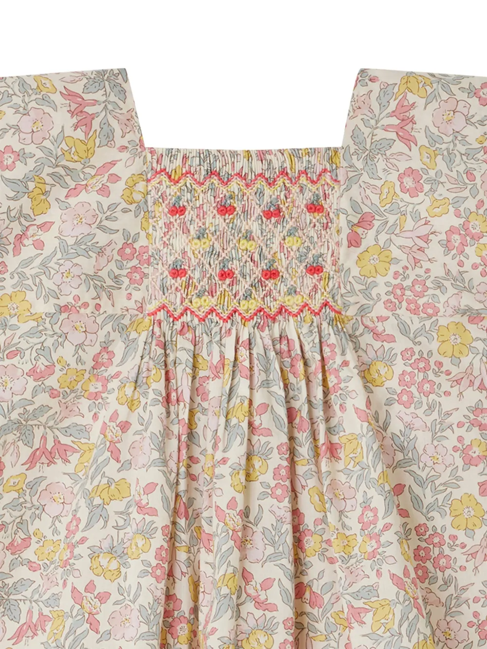 Bonpoint Katoenen jurk met bloemenprint Blauw