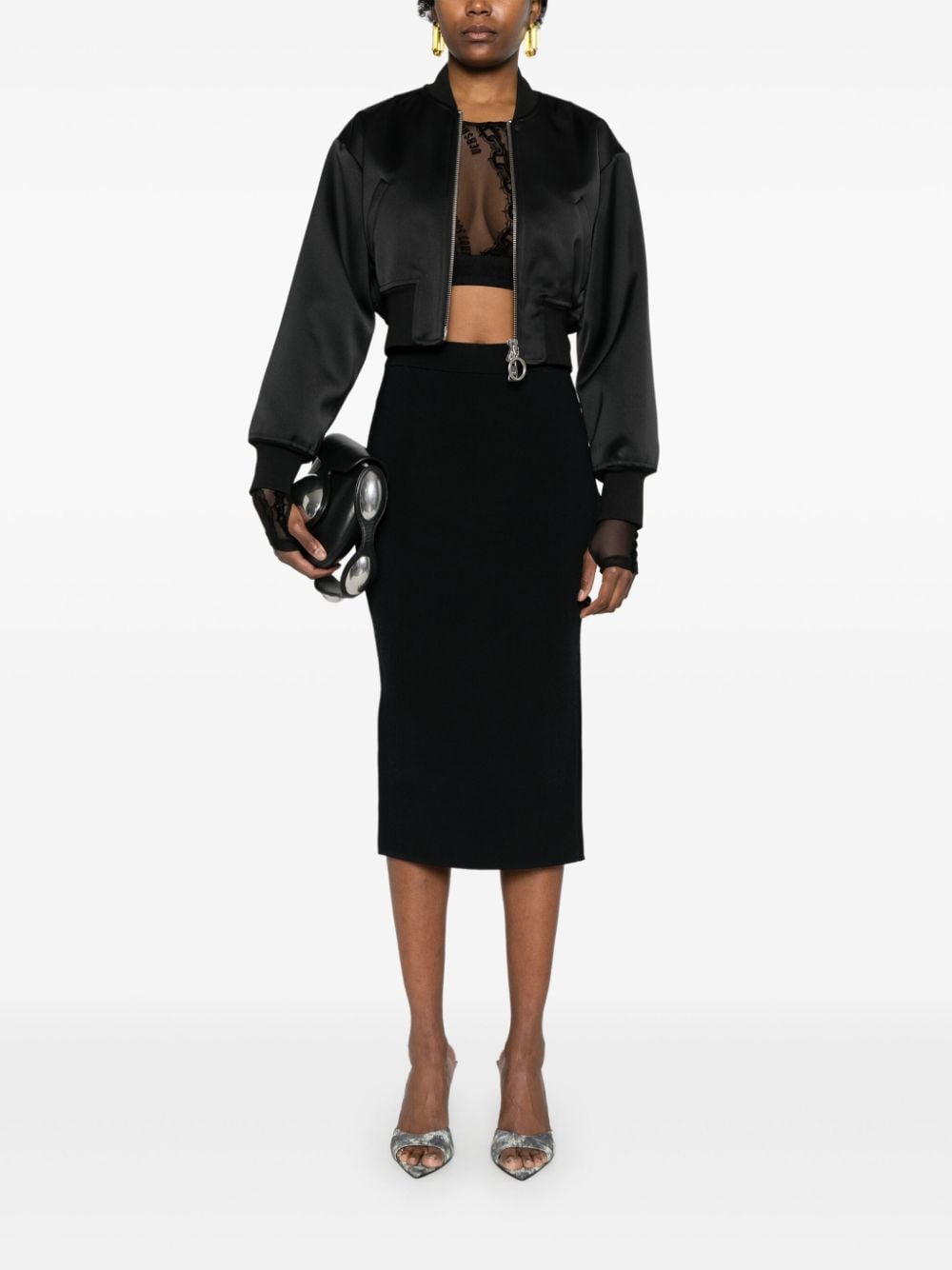 Versace Jeans Couture Midi-rok met decoratieve knoop - Zwart