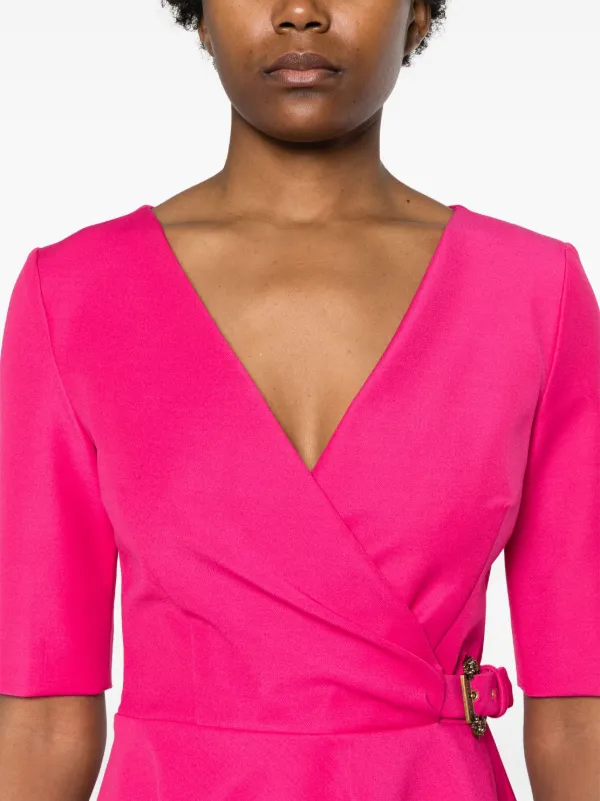 buckle pink dress COCKTAIL RUFFLE SLEEVES MIDI DRESS WITH GOLD BUCKLE ACCENT (SOFT PINK)   Dress Code Chic Official