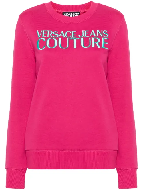 Sweat en coton à logo brodé - Versace Jeans Couture - Modalova