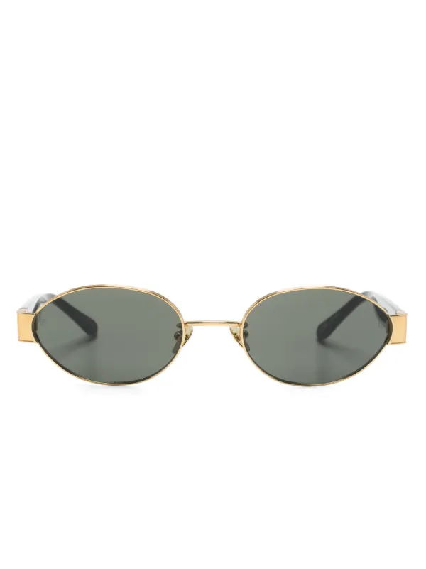 Linda Farrow Sadie Oval-frame Sunglasses in Gold