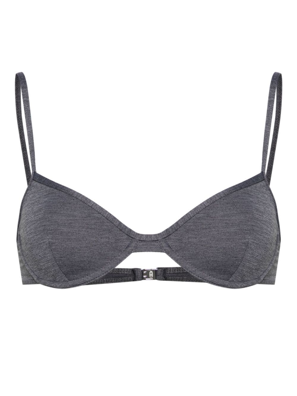 Totême Mélange-effect Bikini Top In Grey