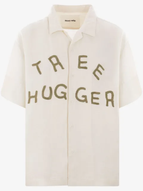 STORY mfg. Greetings appliqué-lettering shirt