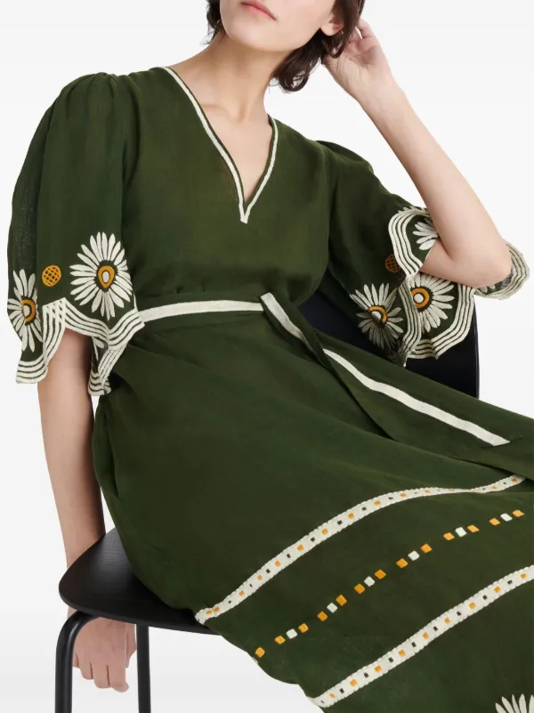 embroidered linen dress Azurea Linen Embroidery Dress | Larili main image 0