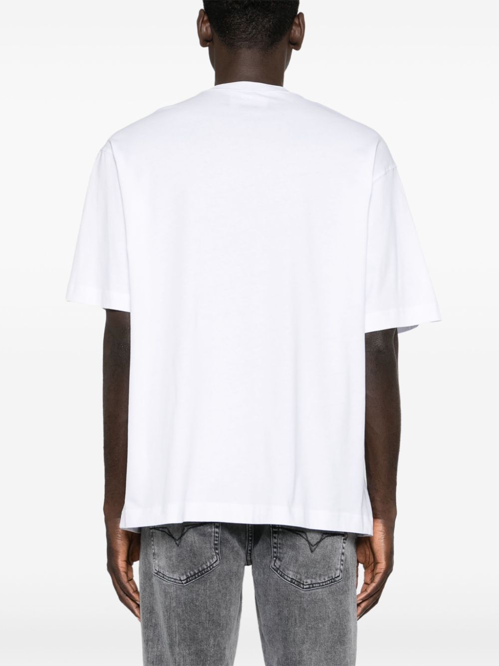 Shop Versace Jeans Couture Logo-embossed Cotton T-shirt In White