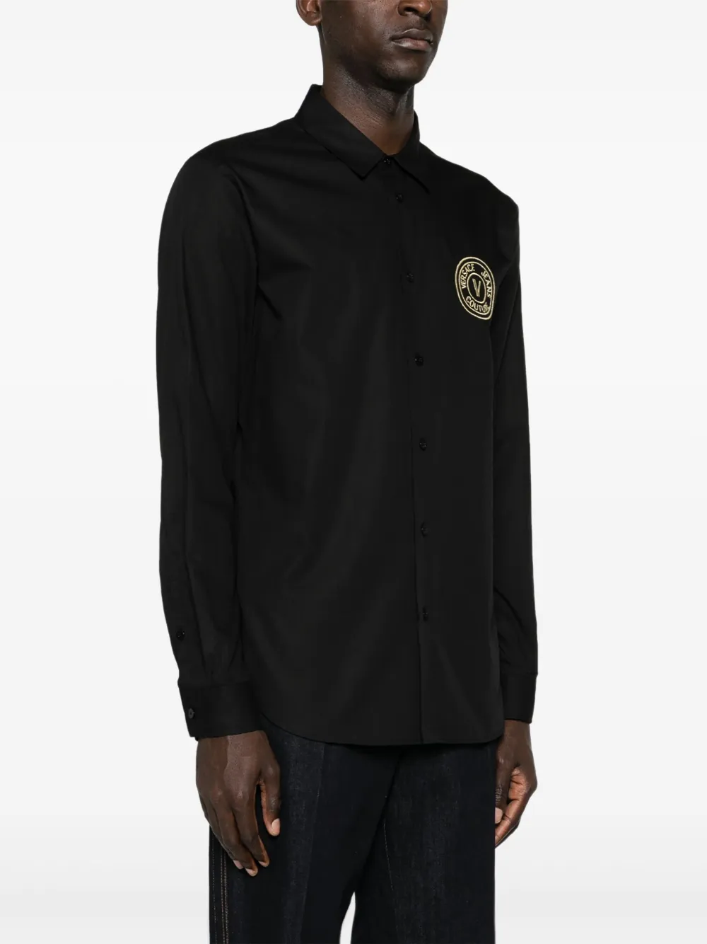 Cheap Versace Jeans Couture logo-embroidered cotton shirt Men