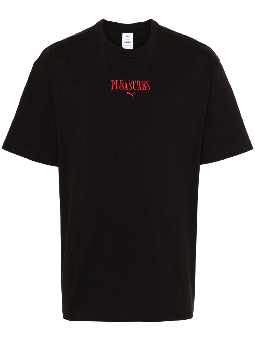 Shop Puma X Pleasures Embroidered-logo T-shirt In Black
