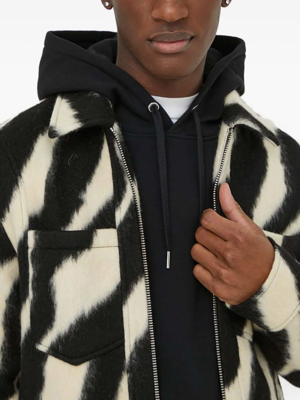 Iro Khleef Zebra-print Zip-up Shirt Jacket In Black