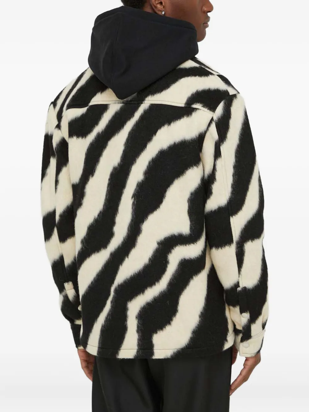 Iro Khleef Zebra-print Zip-up Shirt Jacket In Black